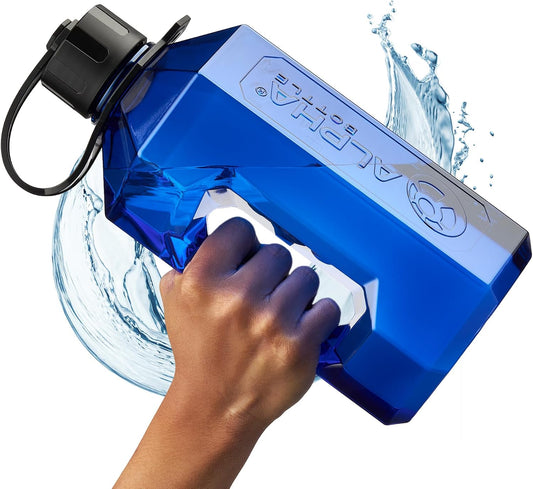 | 2 Litre Water Bottle | 2.4L Large Drinks Water Jug | Gym, Holiday, Travel | Blue