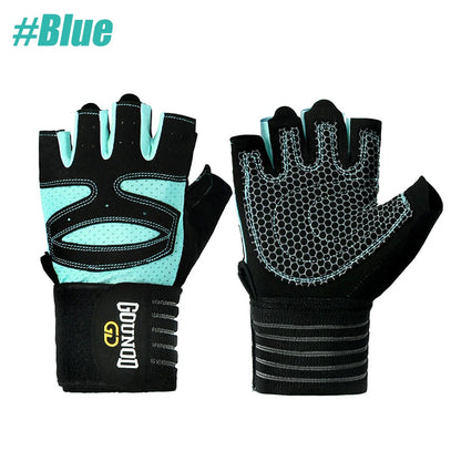 1Pair Workout Gloves for Men Women, Padded Weight Lifting Gloves with Wrist Wraps Support, Full Palm Protection, Grip for Gym Tr