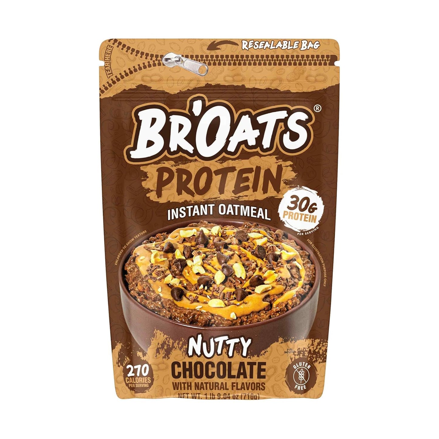 High Protein Oatmeal with 30G of Protein per Serving - Protein Packed Gluten Free Delicious Tasting High Protein Oats (Pack of 1, Nutty Chocolate)