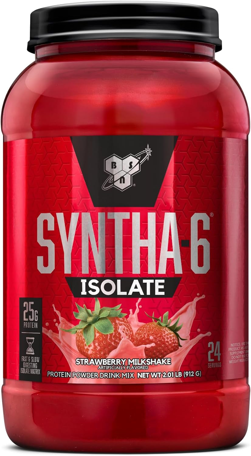 SYNTHA-6 Isolate, Strawberry Post Workout Protein Powder for Muscle Gain, Whey Protein Isolate, Milk Protein Isolate, Essential Amino Acids, Strawberry Milkshake, 2.01 Pounds, 24 Servings