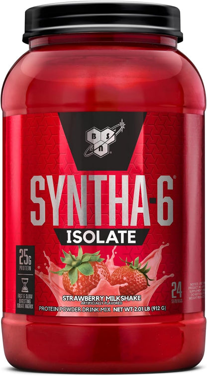 SYNTHA-6 Isolate, Strawberry Post Workout Protein Powder for Muscle Gain, Whey Protein Isolate, Milk Protein Isolate, Essential Amino Acids, Strawberry Milkshake, 2.01 Pounds, 24 Servings