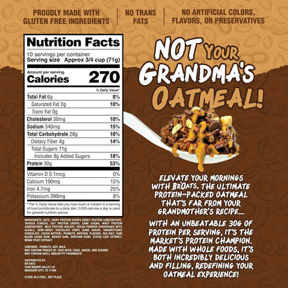 High Protein Oatmeal with 30G of Protein per Serving - Protein Packed Gluten Free Delicious Tasting High Protein Oats (Pack of 1, Nutty Chocolate)