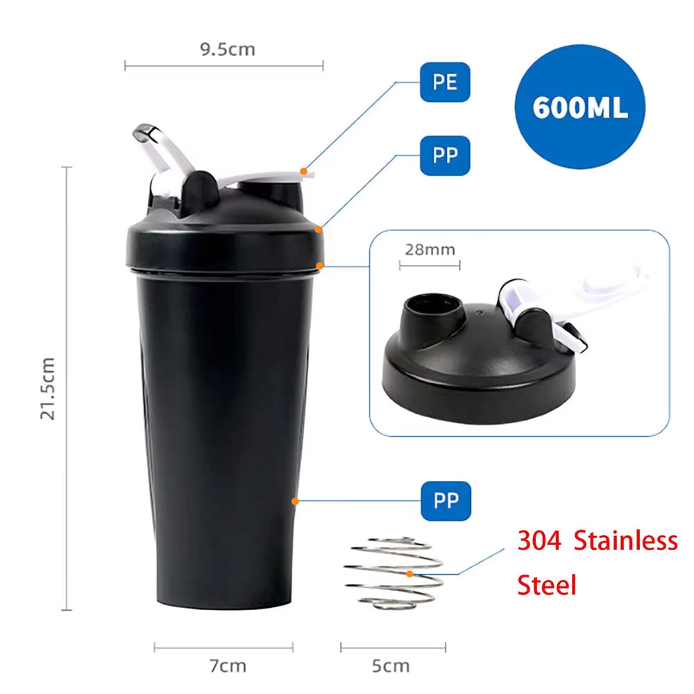 1Pc Shaker Bottle 600Ml Portable Fitness Bottle 20Oz Protein Shaker Bottle Perfect for Fitness Enthusiasts Athletes