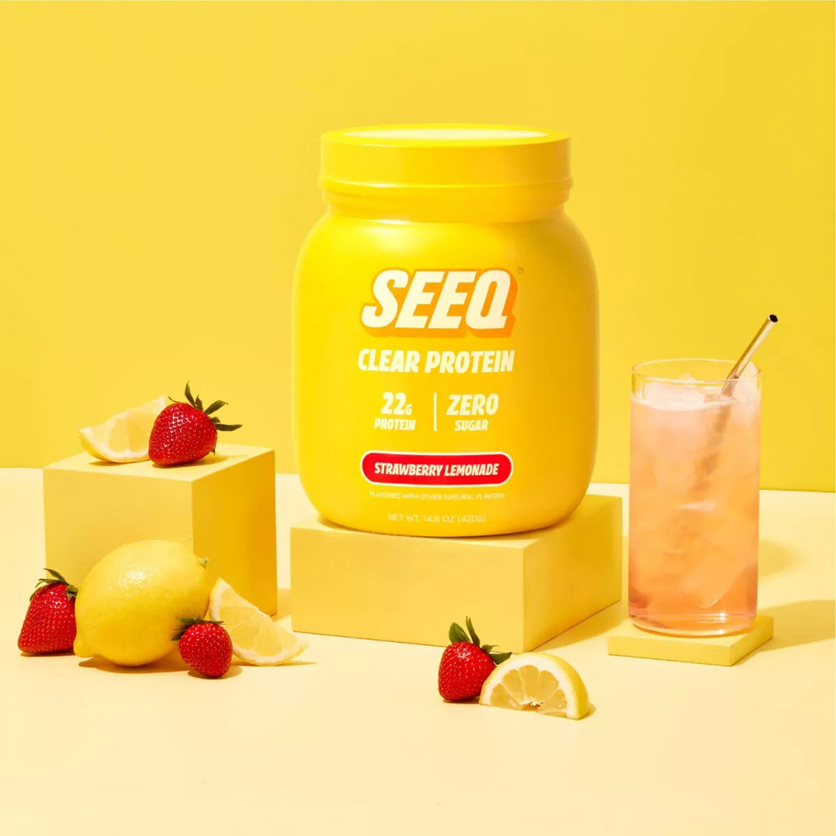 Seeq Clear Protein Powder - Strawberry Lemonade - Whey Protein Isolate - 15 Servings