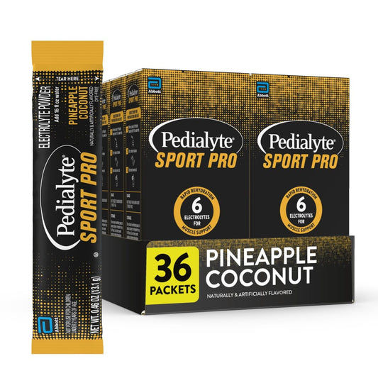 Sport Pro Electrolyte Powder, 6 Key Electrolytes for Muscle Support, Fast Hydration for Before, During, & after Exercise, Pineapple Coconut, 36 Powder Packets