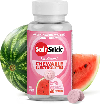 Electrolyte Fastchews - 60 Count Watermelon Chewable Tablets - Salt Tablets for Running and Hydration, Electrolyte Chews